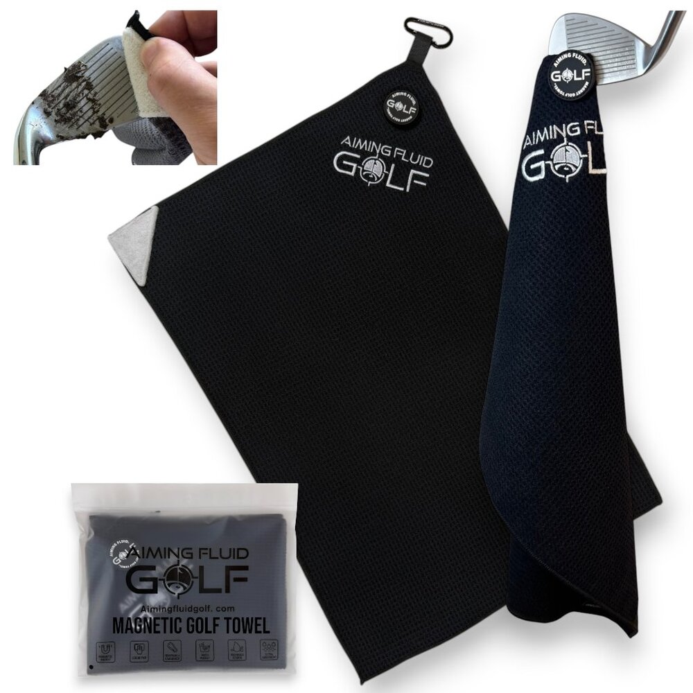 Magnetic Golf Towel 16" x 24" Black